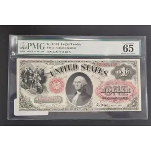 $1 1874 Small Red with rays Legal Tender Issues 19